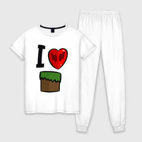 Женская пижама хлопок с принтом Футболка Диллерона в Тюмени, 100% хлопок | брюки и футболка прямого кроя, без карманов, на брюках мягкая резинка на поясе и по низу штанин | игры | мinecraft | майнкрафт
