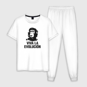 Мужская пижама хлопок с принтом Че Гевара в Тюмени, 100% хлопок | брюки и футболка прямого кроя, без карманов, на брюках мягкая резинка на поясе и по низу штанин
 | Тематика изображения на принте: che gevara | patriot | вождь | звезда | куба | обезяна | политик | чегевара