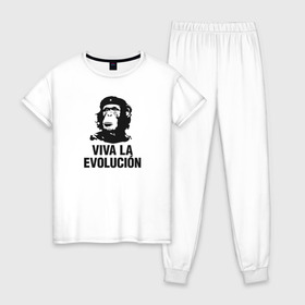 Женская пижама хлопок с принтом Че Гевара в Тюмени, 100% хлопок | брюки и футболка прямого кроя, без карманов, на брюках мягкая резинка на поясе и по низу штанин | che gevara | patriot | вождь | звезда | куба | обезяна | политик | чегевара