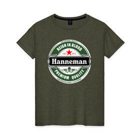 Женская футболка хлопок с принтом Hanneman в Тюмени, 100% хлопок | прямой крой, круглый вырез горловины, длина до линии бедер, слегка спущенное плечо | hannemanhanneman | slayer