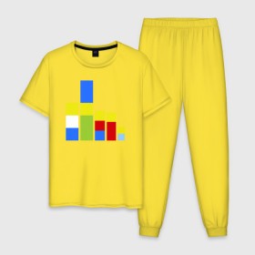 Мужская пижама хлопок с принтом Симпсоны кубики в Тюмени, 100% хлопок | брюки и футболка прямого кроя, без карманов, на брюках мягкая резинка на поясе и по низу штанин
 | the simpsons | барт | гомер | кубики | мардж | симпсоны