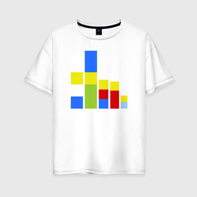 Женская футболка хлопок Oversize с принтом Симпсоны кубики в Тюмени, 100% хлопок | свободный крой, круглый ворот, спущенный рукав, длина до линии бедер
 | the simpsons | барт | гомер | кубики | мардж | симпсоны