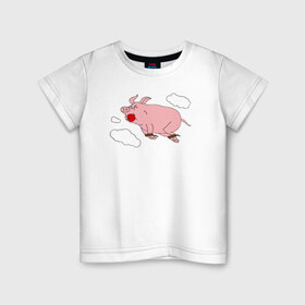 Детская футболка хлопок с принтом Когда свиньи залетают! в Тюмени, 100% хлопок | круглый вырез горловины, полуприлегающий силуэт, длина до линии бедер | когда свиньи залетают симпсоны the simpsons