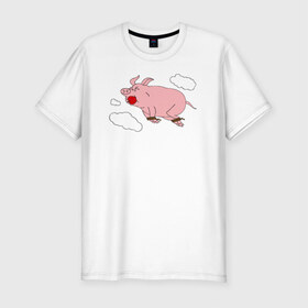 Мужская футболка премиум с принтом Когда свиньи залетают! в Тюмени, 92% хлопок, 8% лайкра | приталенный силуэт, круглый вырез ворота, длина до линии бедра, короткий рукав | когда свиньи залетают симпсоны the simpsons