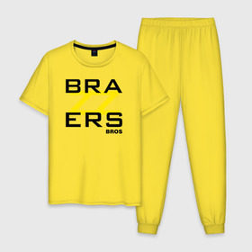 Мужская пижама хлопок с принтом Brazzers Bros в Тюмени, 100% хлопок | брюки и футболка прямого кроя, без карманов, на брюках мягкая резинка на поясе и по низу штанин
 | brazzers