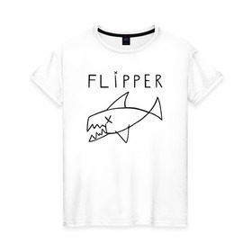 Женская футболка хлопок с принтом Flipper в Тюмени, 100% хлопок | прямой крой, круглый вырез горловины, длина до линии бедер, слегка спущенное плечо | flipper | kurt | nirvana | курт кобейн | курта кобейна | нирвана