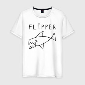 Мужская футболка хлопок с принтом Flipper в Тюмени, 100% хлопок | прямой крой, круглый вырез горловины, длина до линии бедер, слегка спущенное плечо. | Тематика изображения на принте: flipper | kurt | nirvana | курт кобейн | курта кобейна | нирвана