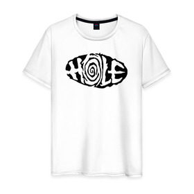 Мужская футболка хлопок с принтом Hole в Тюмени, 100% хлопок | прямой крой, круглый вырез горловины, длина до линии бедер, слегка спущенное плечо. | Тематика изображения на принте: hole | kurt | nirvana | курт кобейн | нирвана
