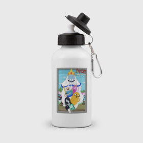 Бутылка спортивная с принтом Adventure Time в Тюмени, металл | емкость — 500 мл, в комплекте две пластиковые крышки и карабин для крепления | 