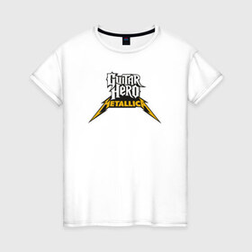 Женская футболка хлопок с принтом Guitar Hero: Metallica в Тюмени, 100% хлопок | прямой крой, круглый вырез горловины, длина до линии бедер, слегка спущенное плечо | металлика
