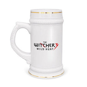 Кружка пивная с принтом The Witcher 3 в Тюмени,  керамика (Материал выдерживает высокую температуру, стоит избегать резкого перепада температур) |  объем 630 мл | ведьмак