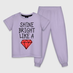 Детская пижама хлопок с принтом Shine bright like a diamond в Тюмени, 100% хлопок |  брюки и футболка прямого кроя, без карманов, на брюках мягкая резинка на поясе и по низу штанин
 | badgirl | diamond | rihanna | riri | rnb | umbrella | риана | рианна
