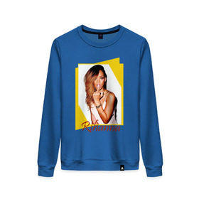 Женский свитшот хлопок с принтом Rihanna в Тюмени, 100% хлопок | прямой крой, круглый вырез, на манжетах и по низу широкая трикотажная резинка  | Тематика изображения на принте: badgirl | rihanna | riri | риана | рианна | рнб