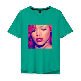 Мужская футболка хлопок Oversize с принтом Rihanna в Тюмени, 100% хлопок | свободный крой, круглый ворот, “спинка” длиннее передней части | badgirl | rihanna | riri | риана | рианна | рнб
