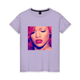 Женская футболка хлопок с принтом Rihanna в Тюмени, 100% хлопок | прямой крой, круглый вырез горловины, длина до линии бедер, слегка спущенное плечо | badgirl | rihanna | riri | риана | рианна | рнб
