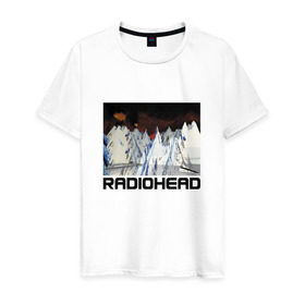 Мужская футболка хлопок с принтом Radiohead в Тюмени, 100% хлопок | прямой крой, круглый вырез горловины, длина до линии бедер, слегка спущенное плечо. | creep | emi | radiohead | rok