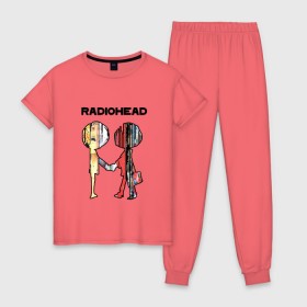 Женская пижама хлопок с принтом Radiohead в Тюмени, 100% хлопок | брюки и футболка прямого кроя, без карманов, на брюках мягкая резинка на поясе и по низу штанин | creep | emi | radiohead | rok
