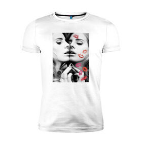 Мужская футболка премиум с принтом Lana Del Rey в Тюмени, 92% хлопок, 8% лайкра | приталенный силуэт, круглый вырез ворота, длина до линии бедра, короткий рукав | interscope | lana del rey | polydor
