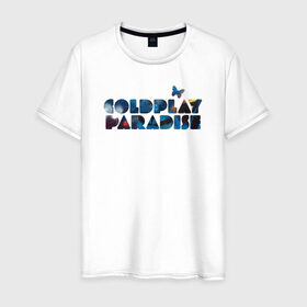 Мужская футболка хлопок с принтом Coldplay Paradise в Тюмени, 100% хлопок | прямой крой, круглый вырез горловины, длина до линии бедер, слегка спущенное плечо. | coldplay | ghost stories | mylo xyloto | parachutes