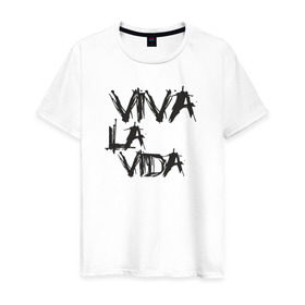 Мужская футболка хлопок с принтом Viva La Vida в Тюмени, 100% хлопок | прямой крой, круглый вырез горловины, длина до линии бедер, слегка спущенное плечо. | coldplay | ghost stories | mylo xyloto | parachutes