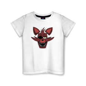 Детская футболка хлопок с принтом Foxy FNAF в Тюмени, 100% хлопок | круглый вырез горловины, полуприлегающий силуэт, длина до линии бедер | Тематика изображения на принте: 5 ночей с фредди | fnaf | foxy | фнаф