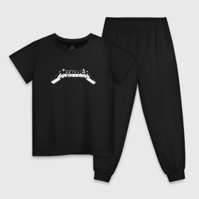 Детская пижама хлопок с принтом Логотип Metallica (old) в Тюмени, 100% хлопок |  брюки и футболка прямого кроя, без карманов, на брюках мягкая резинка на поясе и по низу штанин
 | металлика