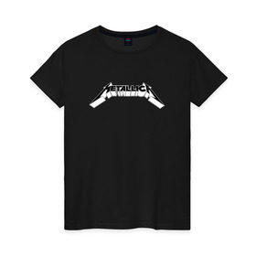 Женская футболка хлопок с принтом Логотип Metallica (old) в Тюмени, 100% хлопок | прямой крой, круглый вырез горловины, длина до линии бедер, слегка спущенное плечо | металлика