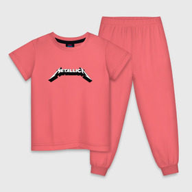 Детская пижама хлопок с принтом Логотип Metallica (old logo) в Тюмени, 100% хлопок |  брюки и футболка прямого кроя, без карманов, на брюках мягкая резинка на поясе и по низу штанин
 | Тематика изображения на принте: 
