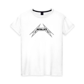 Женская футболка хлопок с принтом Metallica logo (b) в Тюмени, 100% хлопок | прямой крой, круглый вырез горловины, длина до линии бедер, слегка спущенное плечо | металлика