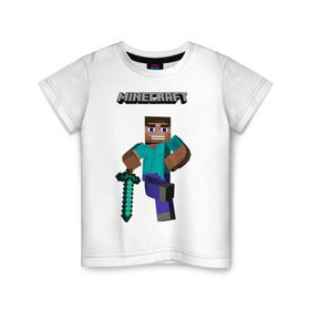 Детская футболка хлопок с принтом Minecraft в Тюмени, 100% хлопок | круглый вырез горловины, полуприлегающий силуэт, длина до линии бедер | boom | media | minecraft | игры | компьютерные игры | майнкрафт