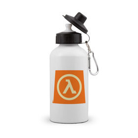 Бутылка спортивная с принтом Half-Life в Тюмени, металл | емкость — 500 мл, в комплекте две пластиковые крышки и карабин для крепления | half life | игра | халф лайф