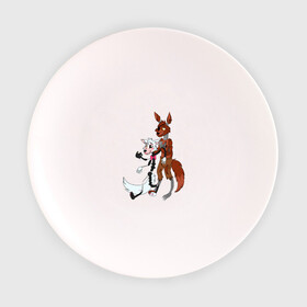 Тарелка 3D с принтом Foxy and sister в Тюмени, фарфор | диаметр - 210 мм
диаметр для нанесения принта - 120 мм | Тематика изображения на принте: fnaf | фнаф
