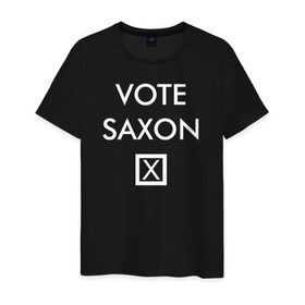 Мужская футболка хлопок с принтом Vote Saxon в Тюмени, 100% хлопок | прямой крой, круглый вырез горловины, длина до линии бедер, слегка спущенное плечо. | vote saxon doctor who доктор кто саксон голос