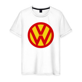 Мужская футболка хлопок с принтом Super Volkswagen в Тюмени, 100% хлопок | прямой крой, круглый вырез горловины, длина до линии бедер, слегка спущенное плечо. | super volkswagen