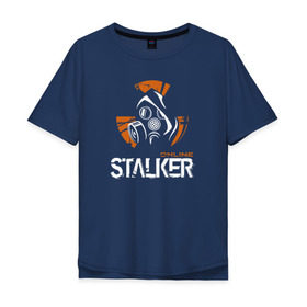 Мужская футболка хлопок Oversize с принтом Stalker в Тюмени, 100% хлопок | свободный крой, круглый ворот, “спинка” длиннее передней части | shooter | stalker | радиация | шутер