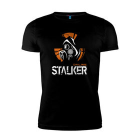 Мужская футболка премиум с принтом Stalker в Тюмени, 92% хлопок, 8% лайкра | приталенный силуэт, круглый вырез ворота, длина до линии бедра, короткий рукав | shooter | stalker | радиация | шутер