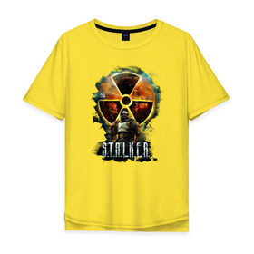 Мужская футболка хлопок Oversize с принтом Stalker в Тюмени, 100% хлопок | свободный крой, круглый ворот, “спинка” длиннее передней части | shooter | stalker | радиация | шутер