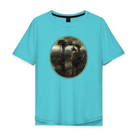 Мужская футболка хлопок Oversize с принтом Сталкер в Тюмени, 100% хлопок | свободный крой, круглый ворот, “спинка” длиннее передней части | shooter | stalker | радиация | шутер