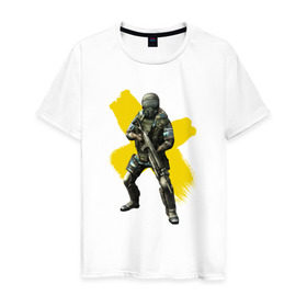 Мужская футболка хлопок с принтом STALKER в Тюмени, 100% хлопок | прямой крой, круглый вырез горловины, длина до линии бедер, слегка спущенное плечо. | shooter | stalker | радиация | шутер