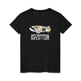 Женская футболка хлопок с принтом Led Zeppelin в Тюмени, 100% хлопок | прямой крой, круглый вырез горловины, длина до линии бедер, слегка спущенное плечо | led zeppelin