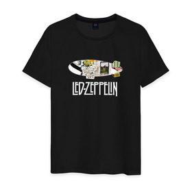 Мужская футболка хлопок с принтом Led Zeppelin в Тюмени, 100% хлопок | прямой крой, круглый вырез горловины, длина до линии бедер, слегка спущенное плечо. | led zeppelin
