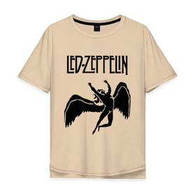 Мужская футболка хлопок Oversize с принтом Led Zeppelin swan в Тюмени, 100% хлопок | свободный крой, круглый ворот, “спинка” длиннее передней части | led zeppelin
