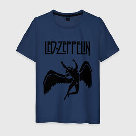 Мужская футболка хлопок с принтом Led Zeppelin swan в Тюмени, 100% хлопок | прямой крой, круглый вырез горловины, длина до линии бедер, слегка спущенное плечо. | Тематика изображения на принте: led zeppelin