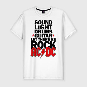 Мужская футболка премиум с принтом AC/DC в Тюмени, 92% хлопок, 8% лайкра | приталенный силуэт, круглый вырез ворота, длина до линии бедра, короткий рукав | acdc | metal | trash | метал | металл | рок группы | эйсидиси