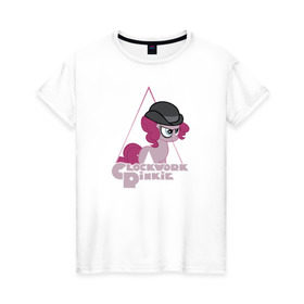 Женская футболка хлопок с принтом Clockwork Pinkie в Тюмени, 100% хлопок | прямой крой, круглый вырез горловины, длина до линии бедер, слегка спущенное плечо | little | маленькие пони | мои маленькие пони: дружба это магия оригинальное название: my little popony