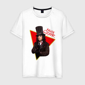 Мужская футболка хлопок с принтом Alice Cooper в Тюмени, 100% хлопок | прямой крой, круглый вырез горловины, длина до линии бедер, слегка спущенное плечо. | alice cooper | metal | rock | метал | рок | рок музыка | элис купер