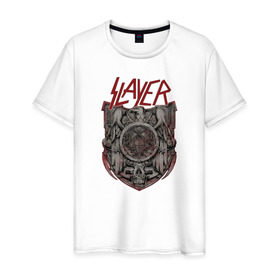 Мужская футболка хлопок с принтом Slayer в Тюмени, 100% хлопок | прямой крой, круглый вырез горловины, длина до линии бедер, слегка спущенное плечо. | punk | slayer | метал