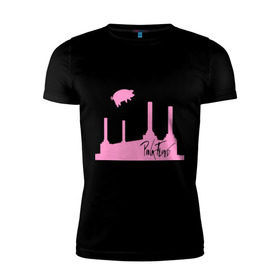 Мужская футболка премиум с принтом Pink Floyd pig в Тюмени, 92% хлопок, 8% лайкра | приталенный силуэт, круглый вырез ворота, длина до линии бедра, короткий рукав | alternative rock | pank | punk | rock | альтернативный рок | метал | панк | рок | тяжелая музыка | хард рок | хеви метал