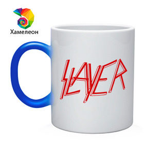 Кружка хамелеон с принтом Slayer logo в Тюмени, керамика | меняет цвет при нагревании, емкость 330 мл | Тематика изображения на принте: alternative rock | pank | punk | rock | slayer | альтернативный рок | метал | панк | рок | слаер | тяжелая музыка | хард рок | хеви метал