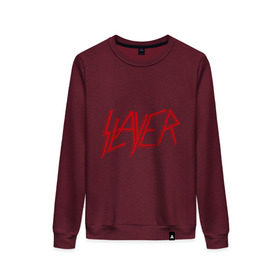 Женский свитшот хлопок с принтом Slayer logo в Тюмени, 100% хлопок | прямой крой, круглый вырез, на манжетах и по низу широкая трикотажная резинка  | alternative rock | pank | punk | rock | slayer | альтернативный рок | метал | панк | рок | слаер | тяжелая музыка | хард рок | хеви метал